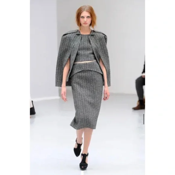 RM ROLAND MOURET Gray Tweed Wool Pencil Skirt SZ 8 - Picture 2 of 14